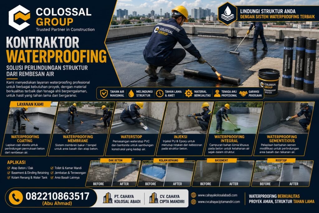 Pekerjaan waterproofing profesional COLOSSAL GROUP