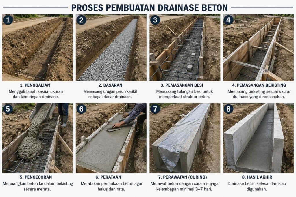 Pemasangan drainase beton profesional COLOSSAL GROUP