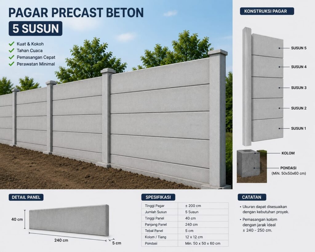 Pemasangan pagar beton profesional COLOSSAL GROUP
