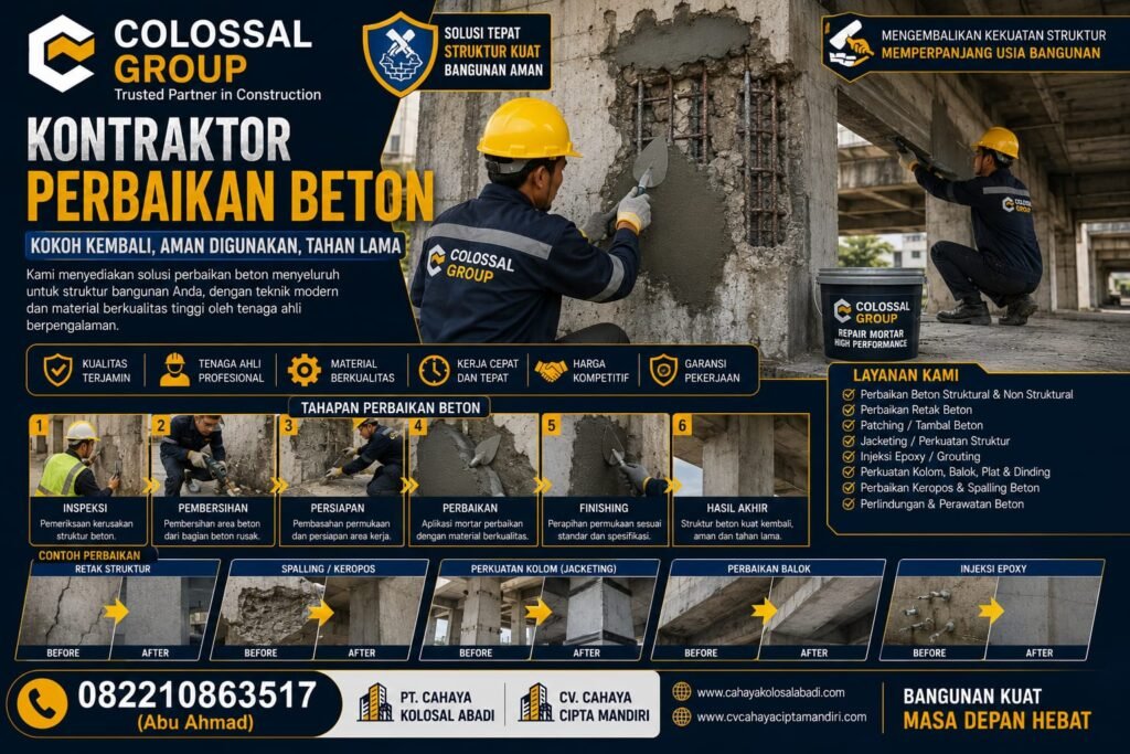 Pemasangan waterstop beton profesional COLOSSAL GROUP
